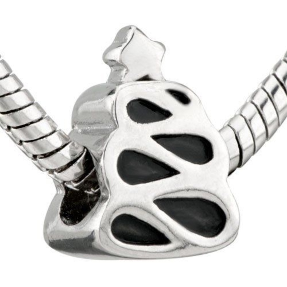Pugster Christmas Tree Silver Ribbon Charm Beads